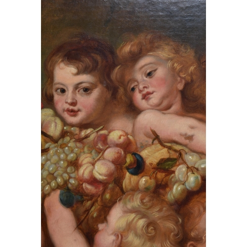 153 - European School (18th/19th Century) Follow of Peter Reubens, Oil on canvas, Putti and garlands. 116 ... 