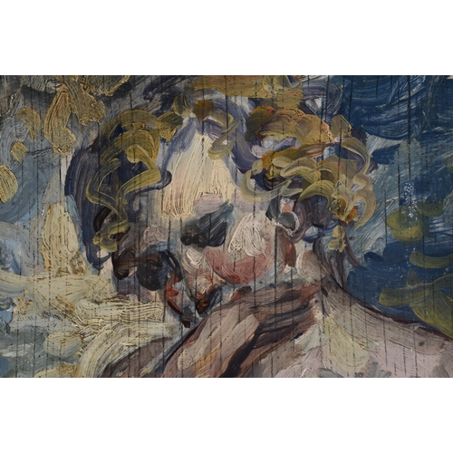 157 - European School (Early 20th Century) Oil on card, Female bathing by the river. 60 cm x 32 cm, image ... 