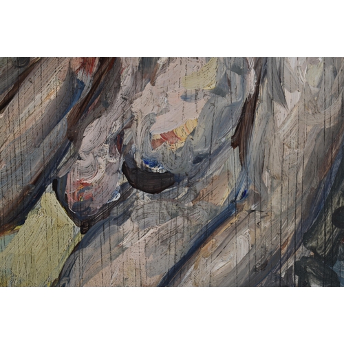 157 - European School (Early 20th Century) Oil on card, Female bathing by the river. 60 cm x 32 cm, image ... 