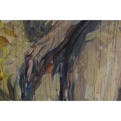 157 - European School (Early 20th Century) Oil on card, Female bathing by the river. 60 cm x 32 cm, image ... 