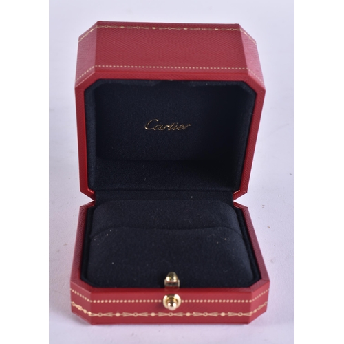 171 - A VACANT CARTIER LEATHER JEWELLERY BOX. 9 cm x 9.5 cm.