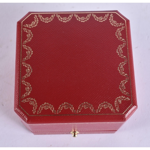 171 - A VACANT CARTIER LEATHER JEWELLERY BOX. 9 cm x 9.5 cm.