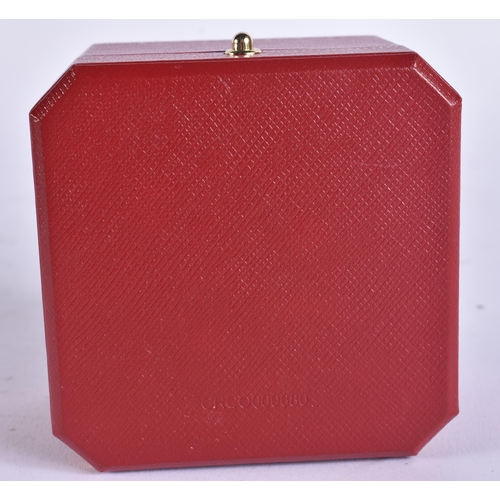 171 - A VACANT CARTIER LEATHER JEWELLERY BOX. 9 cm x 9.5 cm.