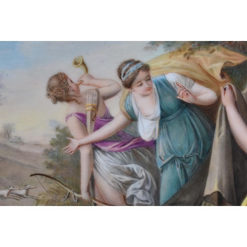 177 - A FINE LATE 19TH CENTURY VIENNA PORCELAIN RETICULATED TRAY painted with figures. 33 cm x 27 cm.