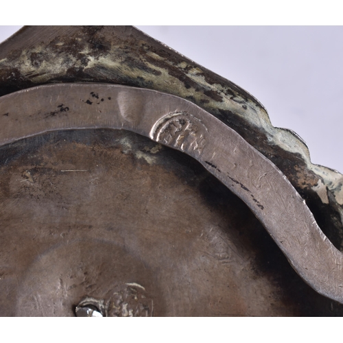 180 - AN UNUSUAL 19TH CENTURY ISLAMIC MIDDLE EASTERN SILVER BUCKLE. 177 grams. 15 cm x 12 cm.