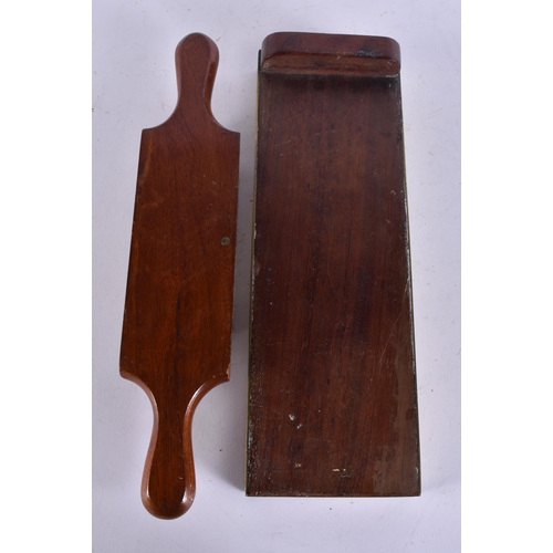 68 - AN ANTIQUE MAHOGANY APOTHECARY PILL DISPENSER. 36 cm wide. (2)