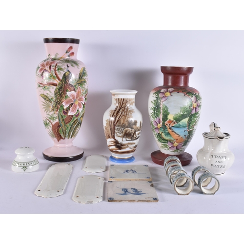 76 - VICTORIAN OPALINE GLASSES together with pottery etc. (qty)