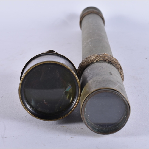 80 - TWO MILITARY BROAD ARROW NAVAL TELESCOPES. Largest 40 cm long. (2)