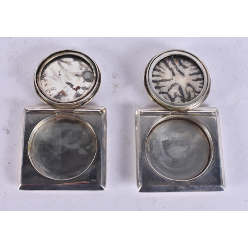83 - Continental Silver Tourist Powder Compact Iraqi Niello Design w/ Engravings 144g. (2)