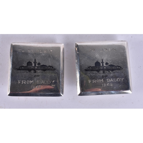 83 - Continental Silver Tourist Powder Compact Iraqi Niello Design w/ Engravings 144g. (2)