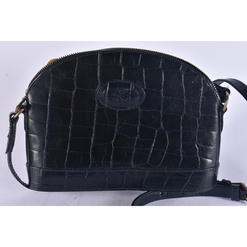 86 - Mulberry Black Croc Embossed Leather Dome Crossbody Bag. 28 cm wide.
