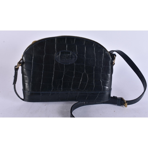 86 - Mulberry Black Croc Embossed Leather Dome Crossbody Bag. 28 cm wide.