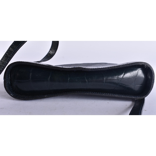 86 - Mulberry Black Croc Embossed Leather Dome Crossbody Bag. 28 cm wide.