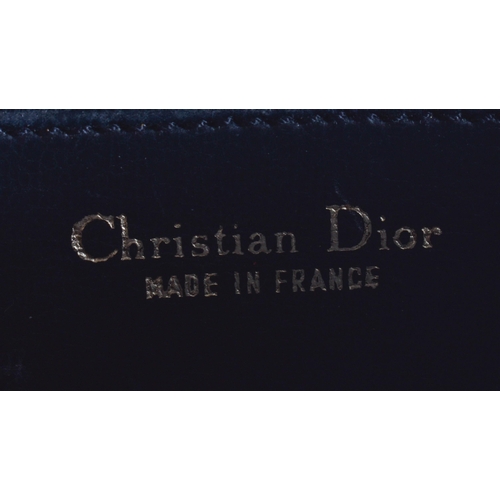 87 - Vintage Christian Dior Black Leather Handbag w/ Gold Tone Hand Bag. 28 cm wide.