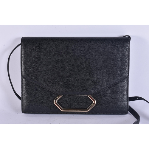 88 - Victoria Beckham Money Clutch / Shoulder Bag w/ Textured Leather in Black. 27 cm wide.