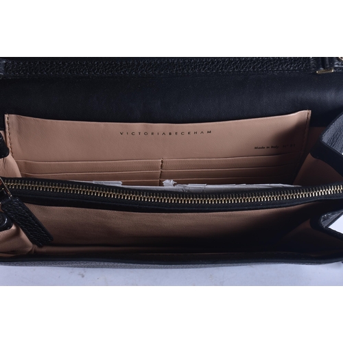 88 - Victoria Beckham Money Clutch / Shoulder Bag w/ Textured Leather in Black. 27 cm wide.