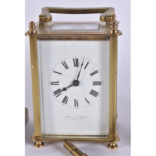 89 - FOUR BRASS CARRIAGE CLOCKS. Three Running. (4)
