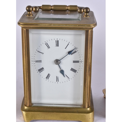 89 - FOUR BRASS CARRIAGE CLOCKS. Three Running. (4)