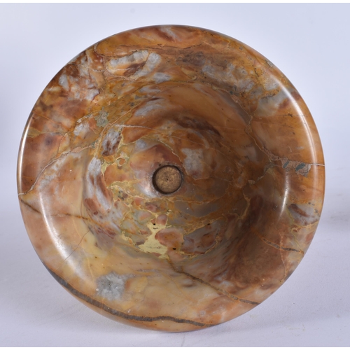 91 - A PAIR OF EARLY 19TH CENTURY GRAND TOUR PUDDINGSTONE VASES of campagna type form. 14 cm x 12 cm.