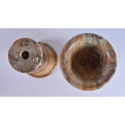 91 - A PAIR OF EARLY 19TH CENTURY GRAND TOUR PUDDINGSTONE VASES of campagna type form. 14 cm x 12 cm.