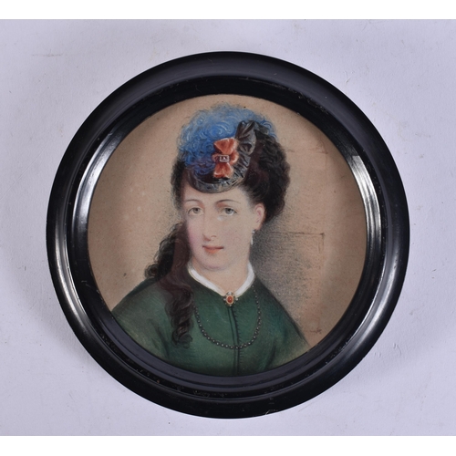 115 - English School (19th Century) Watercolour, Female portrait. 15 cm wide.