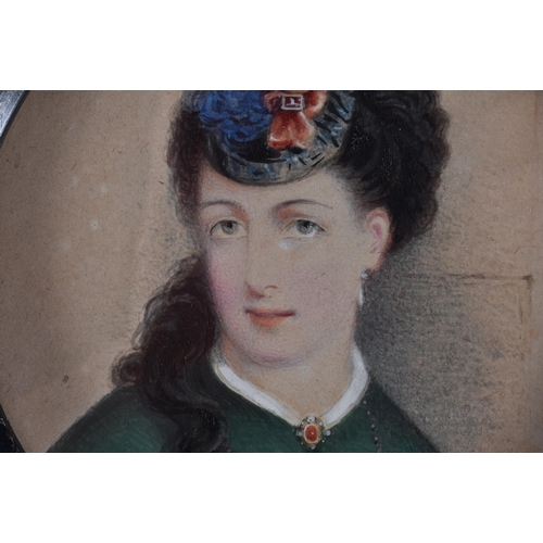 115 - English School (19th Century) Watercolour, Female portrait. 15 cm wide.