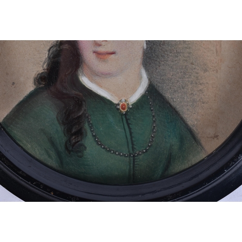 115 - English School (19th Century) Watercolour, Female portrait. 15 cm wide.