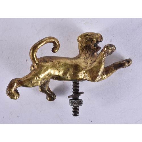 116 - AN ANTIQUE BRONZE JAGUAR CAR MASCOT. 10 cm wide.