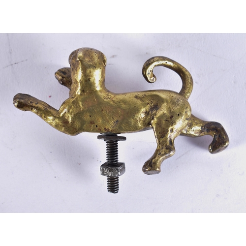 116 - AN ANTIQUE BRONZE JAGUAR CAR MASCOT. 10 cm wide.