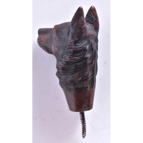 119 - A 19TH CENTURY BAVARIAN BLACK FOREST CARVED WOOD DOG CANE HANDLE. 9 cm long excluding screw.