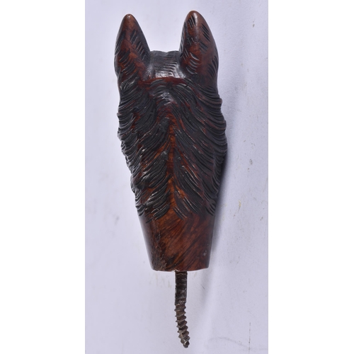 119 - A 19TH CENTURY BAVARIAN BLACK FOREST CARVED WOOD DOG CANE HANDLE. 9 cm long excluding screw.