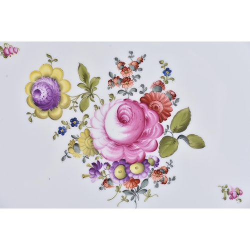 120 - A LARGE HEREND PORCELAIN OVAL DISH painted with flowers. 42 cm x 30 cm.