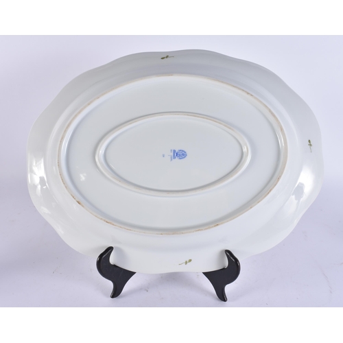 120 - A LARGE HEREND PORCELAIN OVAL DISH painted with flowers. 42 cm x 30 cm.