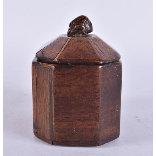 121 - AN UNUSUAL GEORGE III TREEN CARVED WOOD TOBACCO BOX AND COVER. 11 cm x 11 cm.