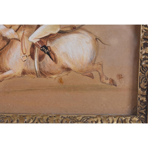 125 - European School (19th Century) Pair, Watercolours, Monkeys riding pigs. 22 cm x 20 cm, image 13 cm x... 