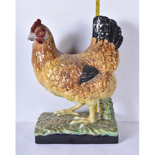 3064 - A large Portuguese Majolica Chicken 36 x 25cm