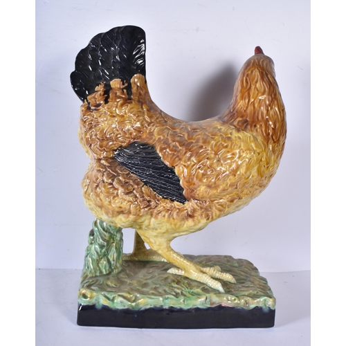 3064 - A large Portuguese Majolica Chicken 36 x 25cm