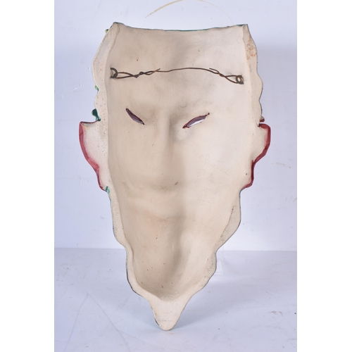3289 - An Italian Majolica wall mask of Bacchus 24 x 15cm