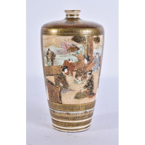 290 - A LATE 19TH CENTURY JAPANESE MEIJI PERIOD SATSUMA VASE painted with figures. 14 cm high.