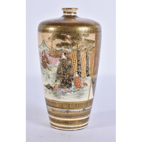 290 - A LATE 19TH CENTURY JAPANESE MEIJI PERIOD SATSUMA VASE painted with figures. 14 cm high.