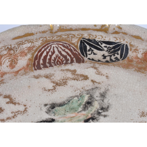 2056 - A LARGE 19TH CENTURY JAPANESE MEIJI PERIOD SATSUMA DISH painted with immortals. 38 cm x 22 cm.