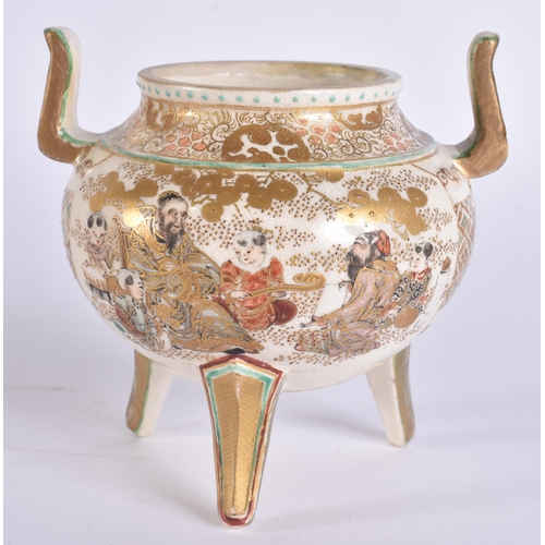 2208 - A LATE 19TH CENTURY JAPANESE MEIJI PERIOD SATSUMA CENSER. 9 cm wide.