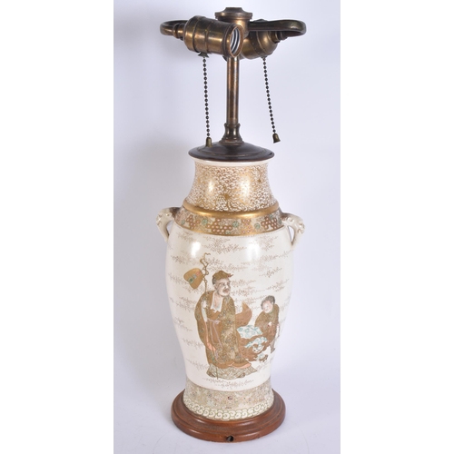 2210 - A 19TH CENTURY JAPANESE MEIJI PERIOD SATSUMA LAMP. 44 cm high.