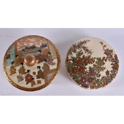 2536 - TWO EARLY 20TH CENTURY JAPANESE MEIJI PERIOD SATSUMA BOXES AND COVERS. Largest 8 cm wide. (2)