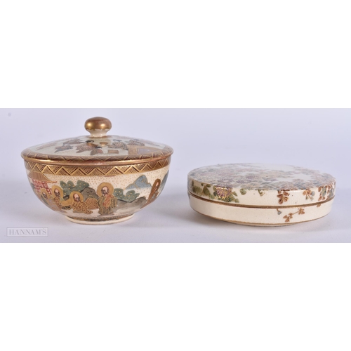 2536 - TWO EARLY 20TH CENTURY JAPANESE MEIJI PERIOD SATSUMA BOXES AND COVERS. Largest 8 cm wide. (2)