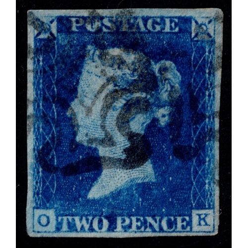 76 - GB 1840 2d blue plate 1 OK 4m variety SHIFTED TRANSFER (upper border), nice plate wear fine used sg5... 