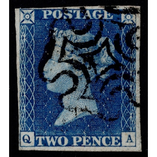 78 - GB 1840 2d pale blue plate 1 QA 4m with very fine black maltese cross vfu sg6 Cat. £1250