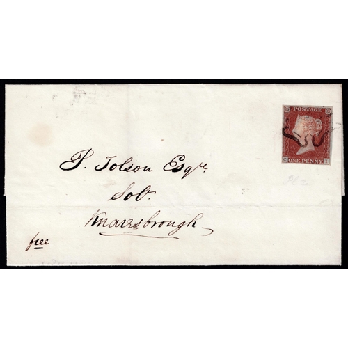 88 - GB 1841 1d red black plate 2 CI 4m fu just tied MX Boroughbridgeto Knaresborough 7.4.42 sg7 Spec.AS1... 