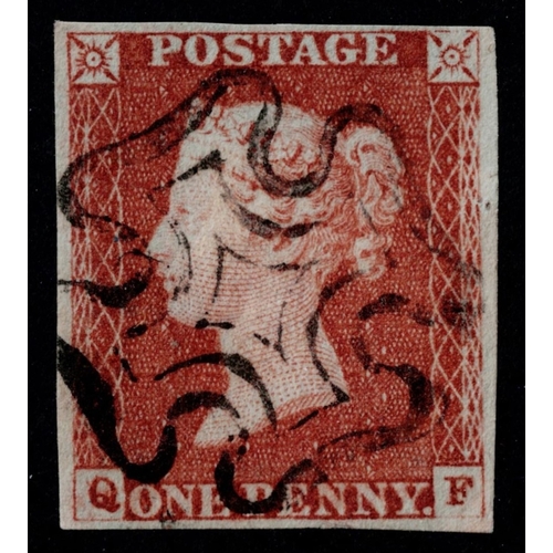 104 - GB 1841 1d pale red-brown plate 25 QF 4 good margins superb used full maltese cross sg9 Cat. £55