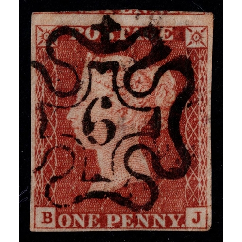 105 - GB 1841 1d pale red-brown plate 29 BJ 4m superb upright London number 6 in cross, pressed crease els... 